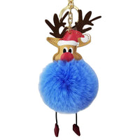 Cartoon Elk Pom-Pom Keychain Christmas Creative Bag Charm