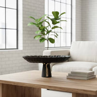 Pedestal Tray Decorative Fruit Bowl with Pedestal Textured Footed Bowl for Simplicity Lovers, Entryway