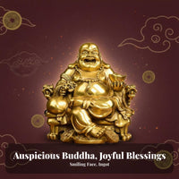 Good Fortune Symbol Laughing Buddha on Dragon Throne Intricacyed Craftsmanship Laughing Buddha Statue Golden Finish Feng Shui Ornament for Business Owners, Spirituality Seekers, Entrance Hall, Entranceway, Living Room, Storefront