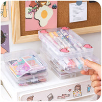 Desktop Stationery Storage Box for Stickers, Notes, and Pens