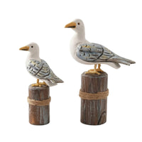 2 Pieces Seagull Ornament with Rope Handmade Statue Nautical for Tabletop, Shelf