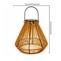 Hanging Solar Lantern Natural Rattan Lantern Large for Patio, Porch