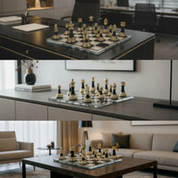 Chess Set with Board Modern Chess Set Chessboard Compact Scratch Resistant for Adults, Study, Living Room