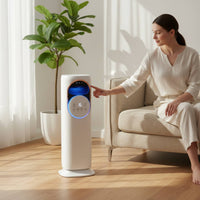 Digital Display Floor Standing Air Cooler Cylindrical Electric Air Cooler Fan Black Grille Mist Fan European Plug