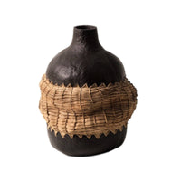Resin Vase with Woven Band Rustic Table Centerpiece Vase Antique-Inspired