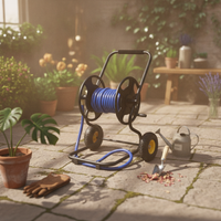 Garden Hose Reel Cart Hand-Push Hose Reel Cart with Wheels Easy to Use for Yard