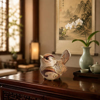 Vintage Chinese-Inspired Bird Ornament Textured Finish Tabletop Bird Ornament