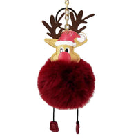 Cartoon Elk Pom-Pom Keychain Christmas Creative Bag Charm