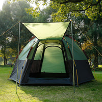 Automatic Hexagonal Pop-Up Camping Tent for 5-8 People with Rainfly and Sun Protection
