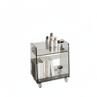 2-Tier Clear Cart Minimalist Design Utility Trolley with casters for Homeowners