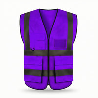 Sleeveless Reflective Safety Vest with Pockets Multi-Pocket Reflective Safety Vest with Zipper Lightweight Skin-Friendly for Construction Workers