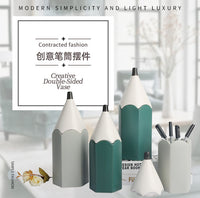 Ceramic Pencil Holder with Geometric Pattern, Minimalist Style