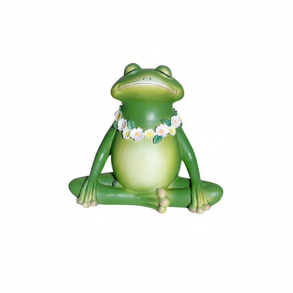 Meditation Frog Statue Green Finish Outdoor Decoration Waterproof for Garden
