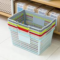 Thickened Plastic Shopping Basket with Handles for Snacks, Stationery, Groceries, Beer, and Fruit