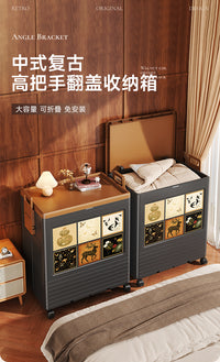 收纳箱大容量超大装衣服整理柜家用衣物折叠储物筐中古风收纳箱子 中古风-巨大号【2025专利：高把手❤️三秒折叠+4滑轮】1个装