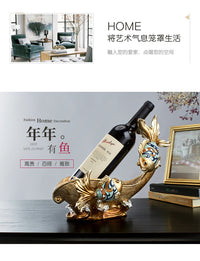 活动工厂彩色双鱼红酒架酒柜摆件创意家居装饰树脂工艺品批发代理