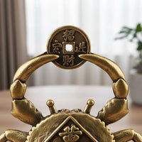 Brass Crab Statue Good Fortune Charm Brass Crab Figurine Artisanal Look