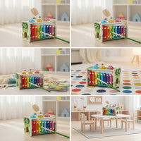 Hand-Eye Coordination Pounding Toy with Mallets Multifunction Pounding Bench Early Learning Hammering Toy with Mallets Multifunctional for Toddlers, Preschoolers, Playroom, Preschool