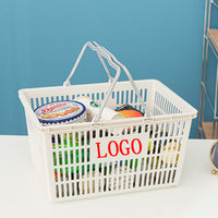Thickened Plastic Shopping Basket with Handles for Snacks, Stationery, Groceries, Beer, and Fruit