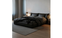Italian Minimalist Bed Frame Light Luxury Modern Leather Foundation Bed for Newlyweds