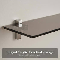 Clear Acrylic Floating Shelf Easy Installation Wall Decor Protective Front Lip