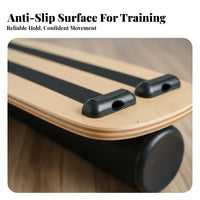 Adjustable Stoppers Wooden Balance Board Sturdy Wood Construction Roller Balance Board Portable Core Strength Coach Non-Slip Surface for Snowboarders, Athletes, Surfers, Home Gym, Physical Rehabilitation, Office