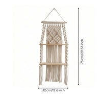 Macrame Wall Hanging Shelf Bohemian Home Decor Decorative for Apartment, Renters