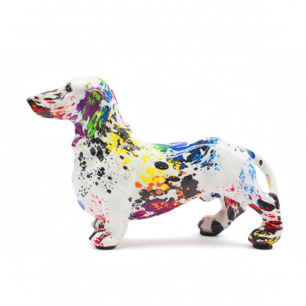 Resin Dachshund Statue Multicolor Sausage Dog Ornament Long-Lasting