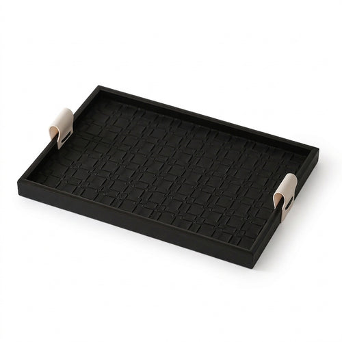 Leather Wood Tray - Light Luxury Decor