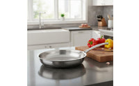 Stainless Steel Frying Pan Works on All Cooktops Three-Layer Skillet PFOA & PTFE Three-Layer Clad Skillet for Professional Chefs