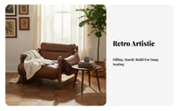 Vintage Aesthetic Patterned Material Armchair with Wood Frame Designer Concept Single Sofa Cushiony Cushions Lounge Chair Thick Cushion for Interior Design Enthusiasts, Homeowners, Adults, Living Room, Reading Nook, Bedroom, Reception Area