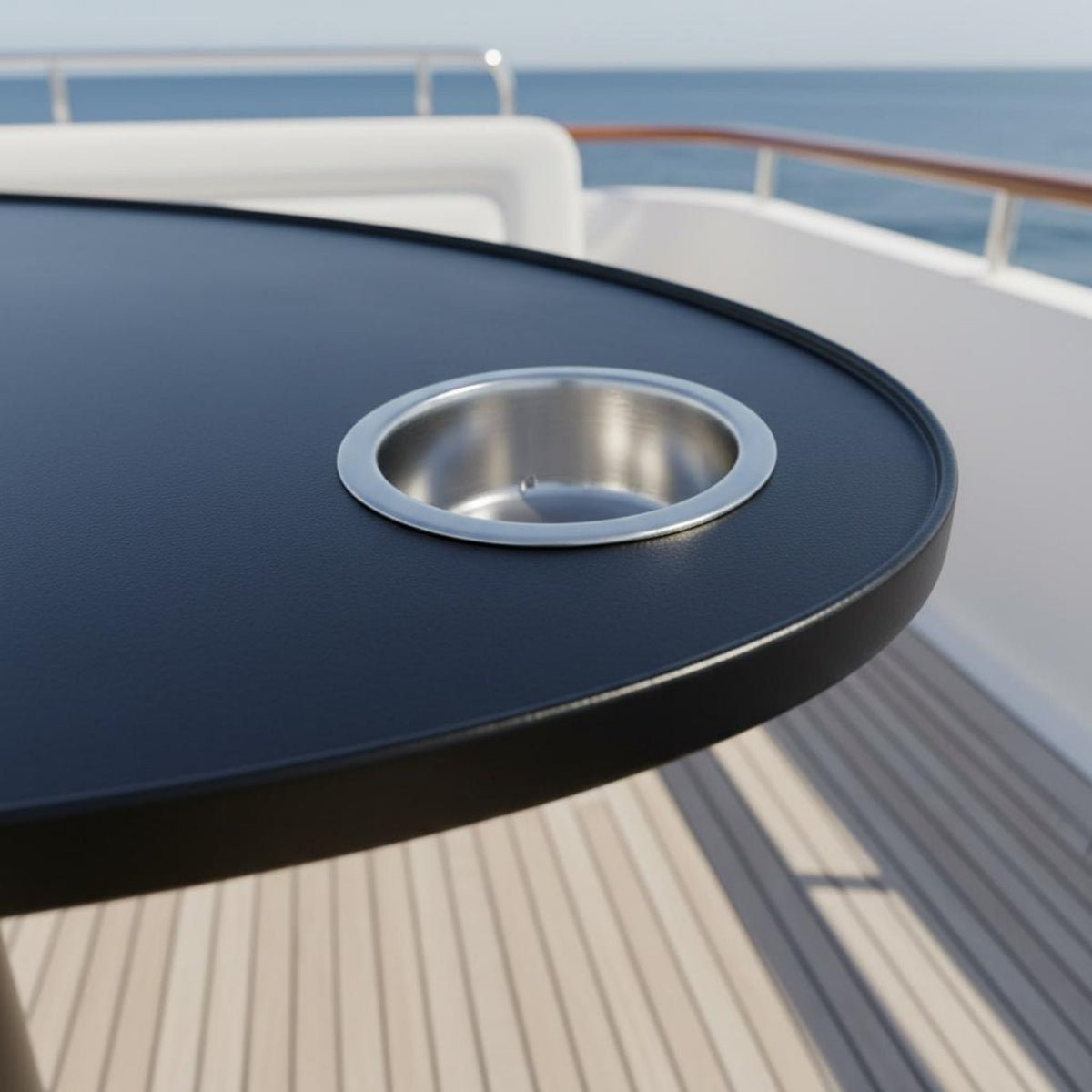 Marine Deck Coffee Table 360° Adjustable RV Pedestal Table with Drink Holders Easy Installation Vehicle Furniture for Balcony