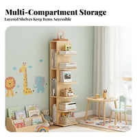 Narrow Multi-Tier Shelf Floor-Standing shelf unit Space-Saving Sturdy Construction for Students, Corner