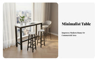 Wall Side Long Table Narrow Bar Table Space Saving Console Breakfast Bar Steel Frame Suitable for Restaurant Owners Apartment Dwellers Kitchen Cafe Balcony Home Decoration