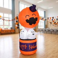 Inflatable Hot-Air Balloon Freestanding Pumpkin Inflatable with Ghosts Citrouille Gonflable Seasonal Gonflable d’Halloween