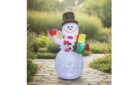 Multicolor Inflatable Snowman with Gift Boxes Outdoor Christmas Inflatable Snowman Illuminated Lawn Decoration Light-up for Yard, Patio