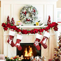 Christmas Stocking Gift Bag with Reindeer Embroidery for Holiday Decor