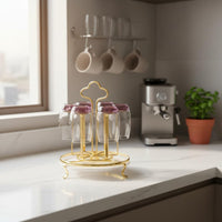 Rotating Mug Tree Detachable Drain Tray Countertop Cup Drying Rack for Home Bar