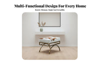 Square Cowhide Pouf Minimalist Design Low Stool sturdy Wood Frame for Homeowners