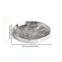 Round Tray with Insert Mirrored Stainless Steel Tray Silver for Vanity, Entryway