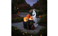 Inflatable Specter with Pumpkin Cart Water Resistant Inflatable Halloween Decoration LED Inflate Yard Decoration for Lawn