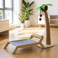 Elevated Pet Bed Wood Cat Lounger, Open Beach Chair for Cats and Elevated Cat Bed, Indoor Cat Furniture for Raised Comfort for Indoor Cats