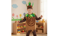 Three-Piece Tree Costume with Headpiece Leafy Tree Costume Long-Sleeve Apparel for Children, Halloween
