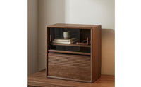 floor Storage Cabinet Double-Layer Wood Bookcase Thick Board Bookshelf for TV Area