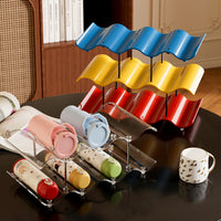 Wave-Shaped Multi-Layer Cup Storage Rack for Kitchen and Bar