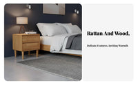 Rattan-Door End Table Minimalist Nightstand Easy Assembly for Homeowners, Adults