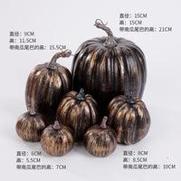 7-Piece Foam Pumpkin Halloween Decoration Set with Brushed White Gold Finish