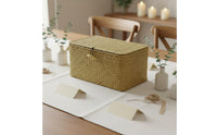 Textile Lined Storage Box Handwoven Lidded Storage Basket Tidy Organization Removable Liner Basket