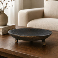 Oval Wood Tray Raised Legs Tableware Rustic Design