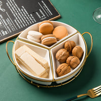 Nordic Style Ceramic Divided Serving Platter for Snacks and Nuts